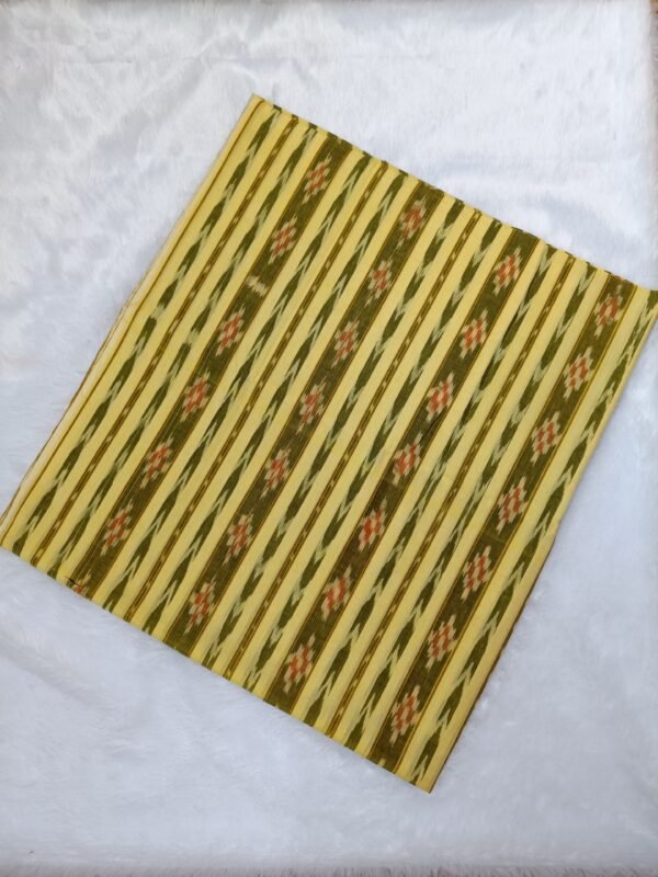 Light yellow Cotton Handwoven Ikat Fabric