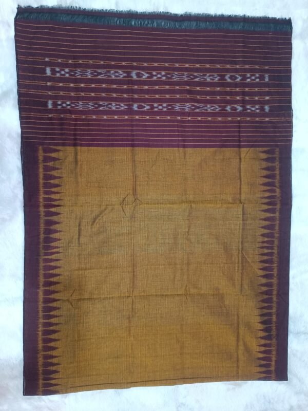 Golden Maroon handwoven Cotton Ikat Dupatta