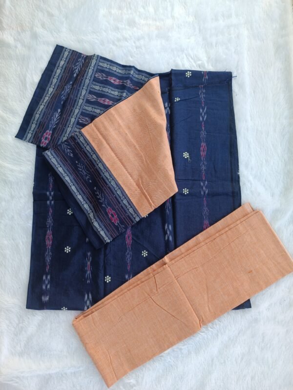3pcs Navy Blue Peach cotton dress/kurti set