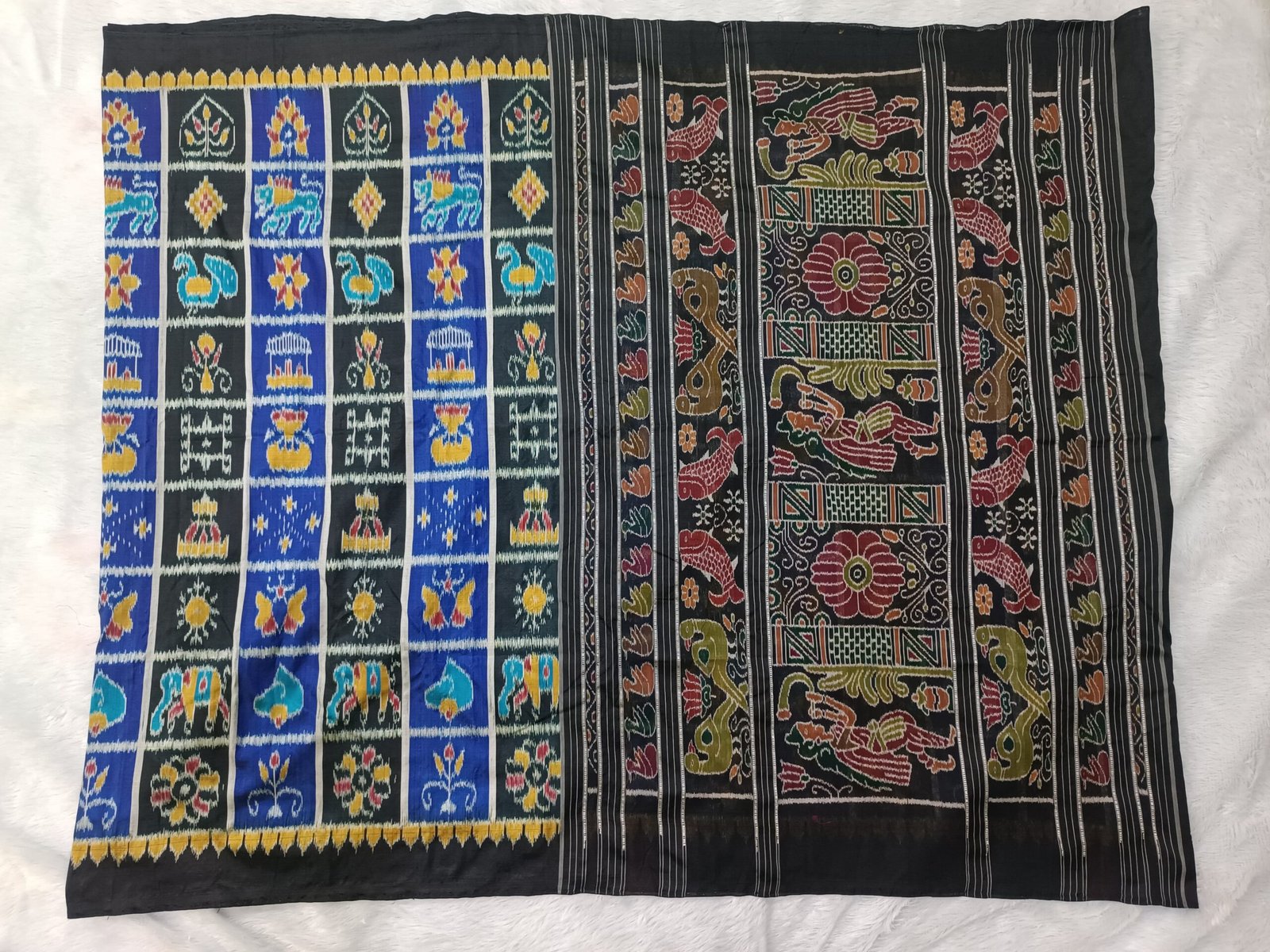 Nabakothi Black Silk Nuapatna handwoven Ikat saree